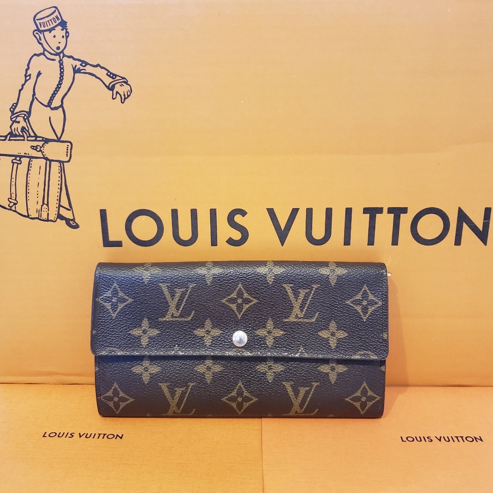 💖100% Authentic LOUIS VUITTON Monogram Brown Vintage Sarah Wallet, Pre-Loved